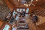 A Bear`s Lair: Aerial View of Living Room